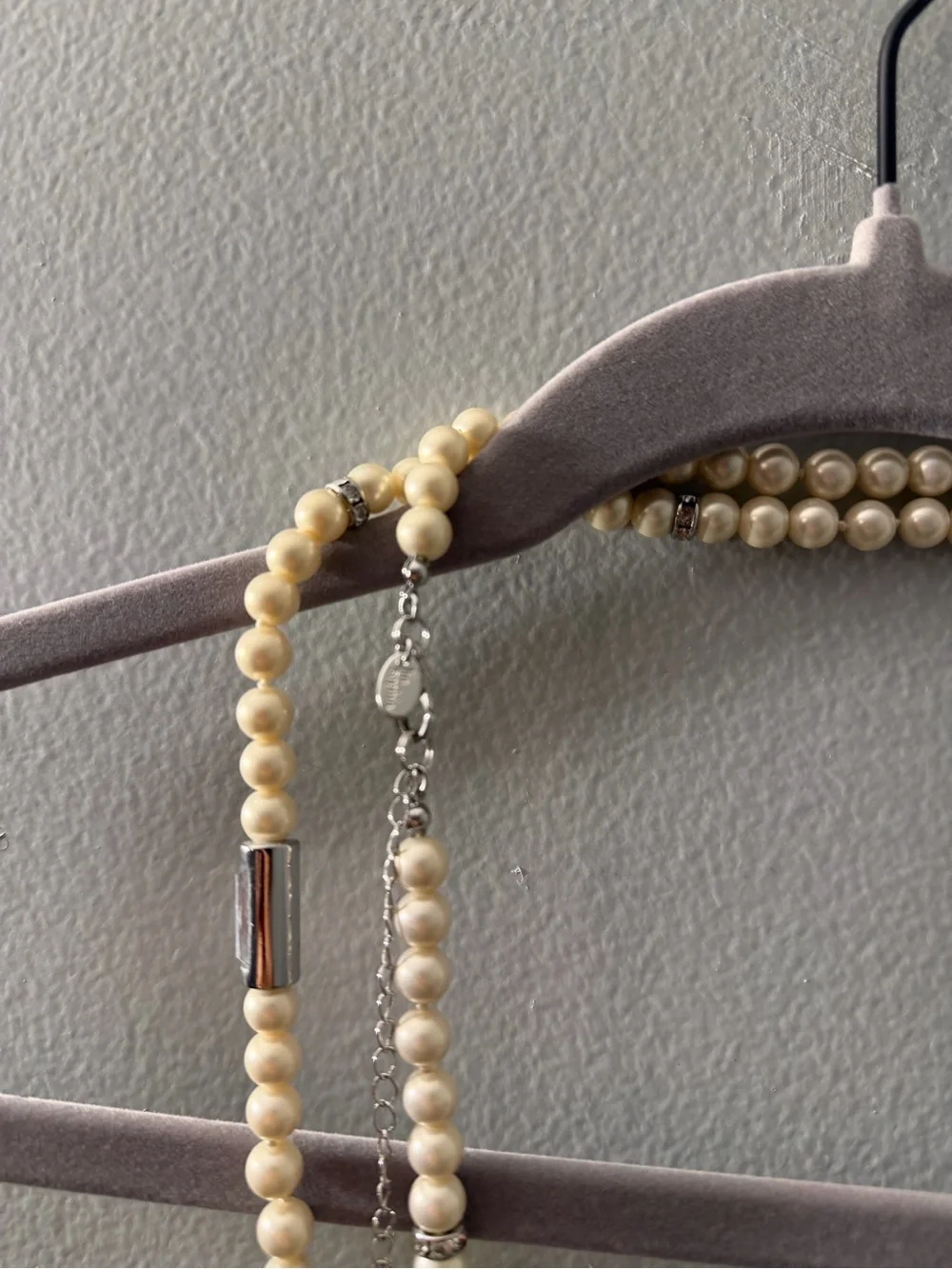 Lia Sophia Long Pearl-Style Necklace with Silver Tubes